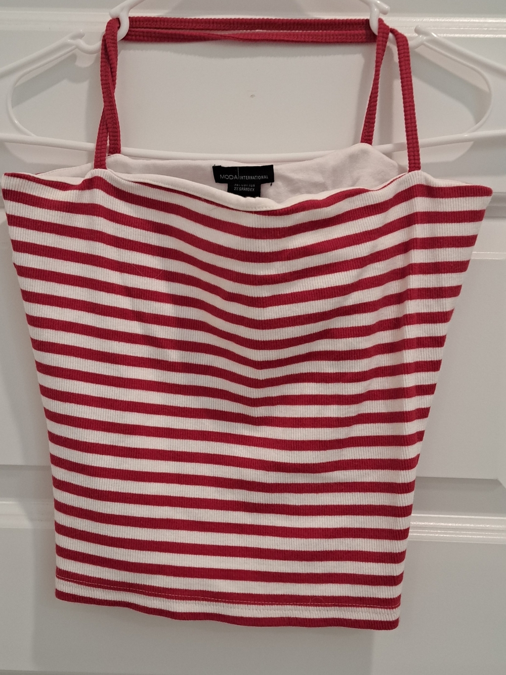 Moda International Red and White Striped Ribbed Cami
